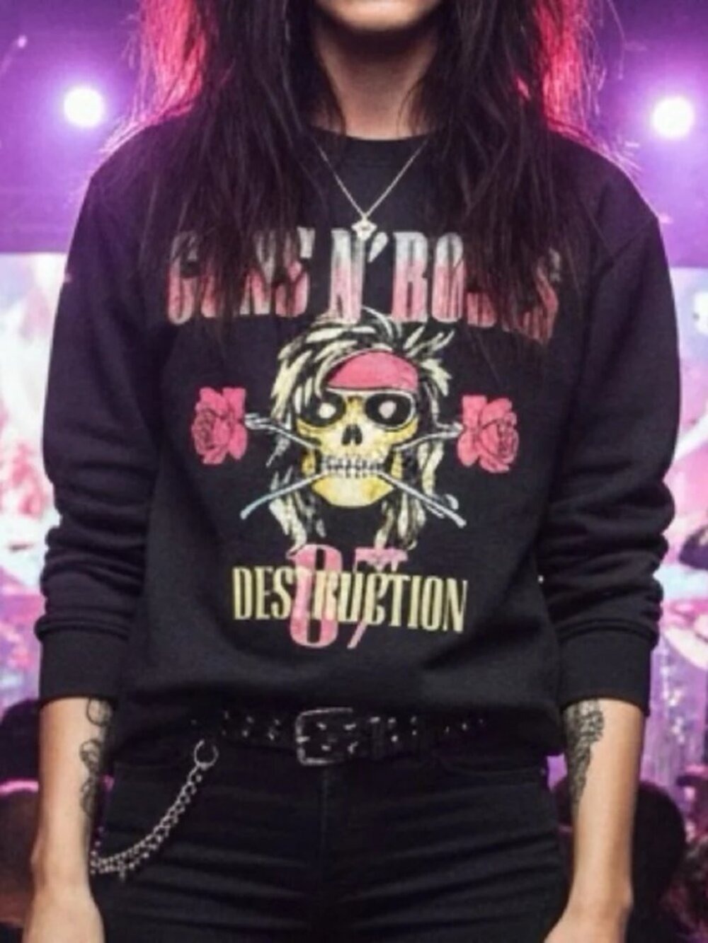 * Guns 'n' Roses Destruction '87 Smoky Black Sweatshirt Size M